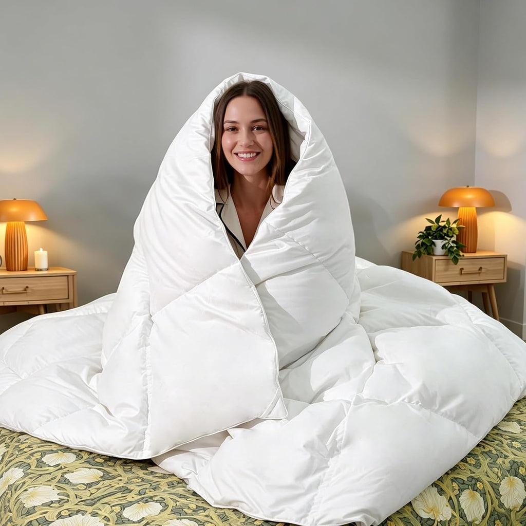 Beautyrest Goose Down Fiber Comforters King Size, All Season Luxury White Duvet Insert, 100% Cotton Fabric, Hotel Collection Fluffy Breathable Bedding Comforters, 8 Corner & Center Loops, 106x90 Inch