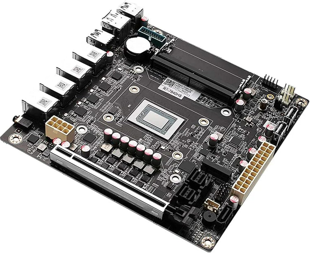NAS Motherboard AMD Ryzen 7 8845HS, Firewall VPN Router DIY, 4 Port i226-V 2.5GbE LAN, 2xDDR5, 2*M.2 NVMe PCIE X16, 9*SATA3.0, HDMI2.0 DP USB4 Type-C, ITX 17x17CM.+2×SFF8643 to 4 * SATA Data Cable