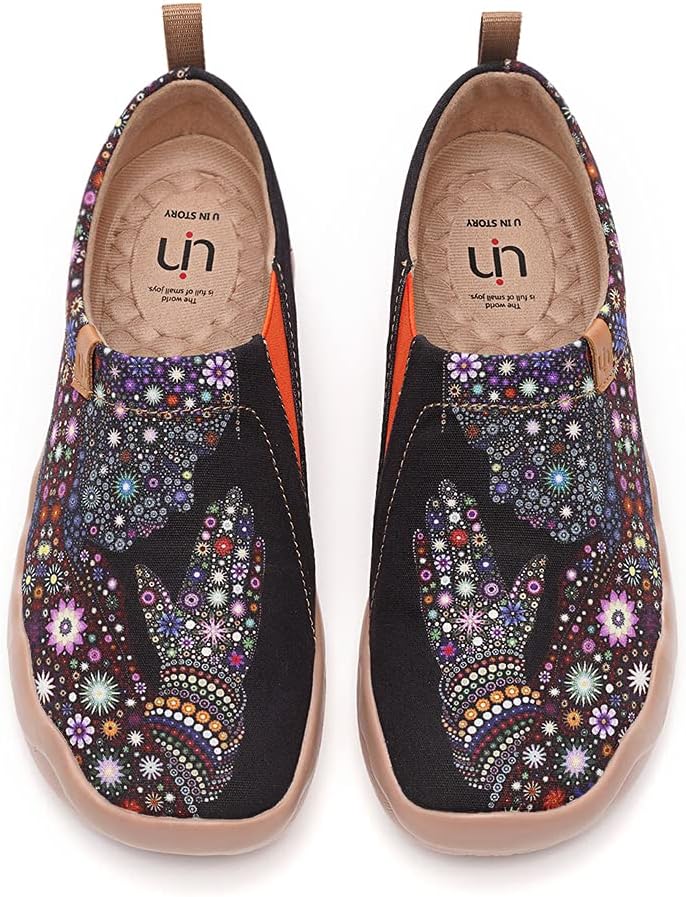 UIN Women's Slip On Shoes Colorful Comfortable Lightweight Art Travel Sneakers Casual Floral Stylish Everyday Loafers