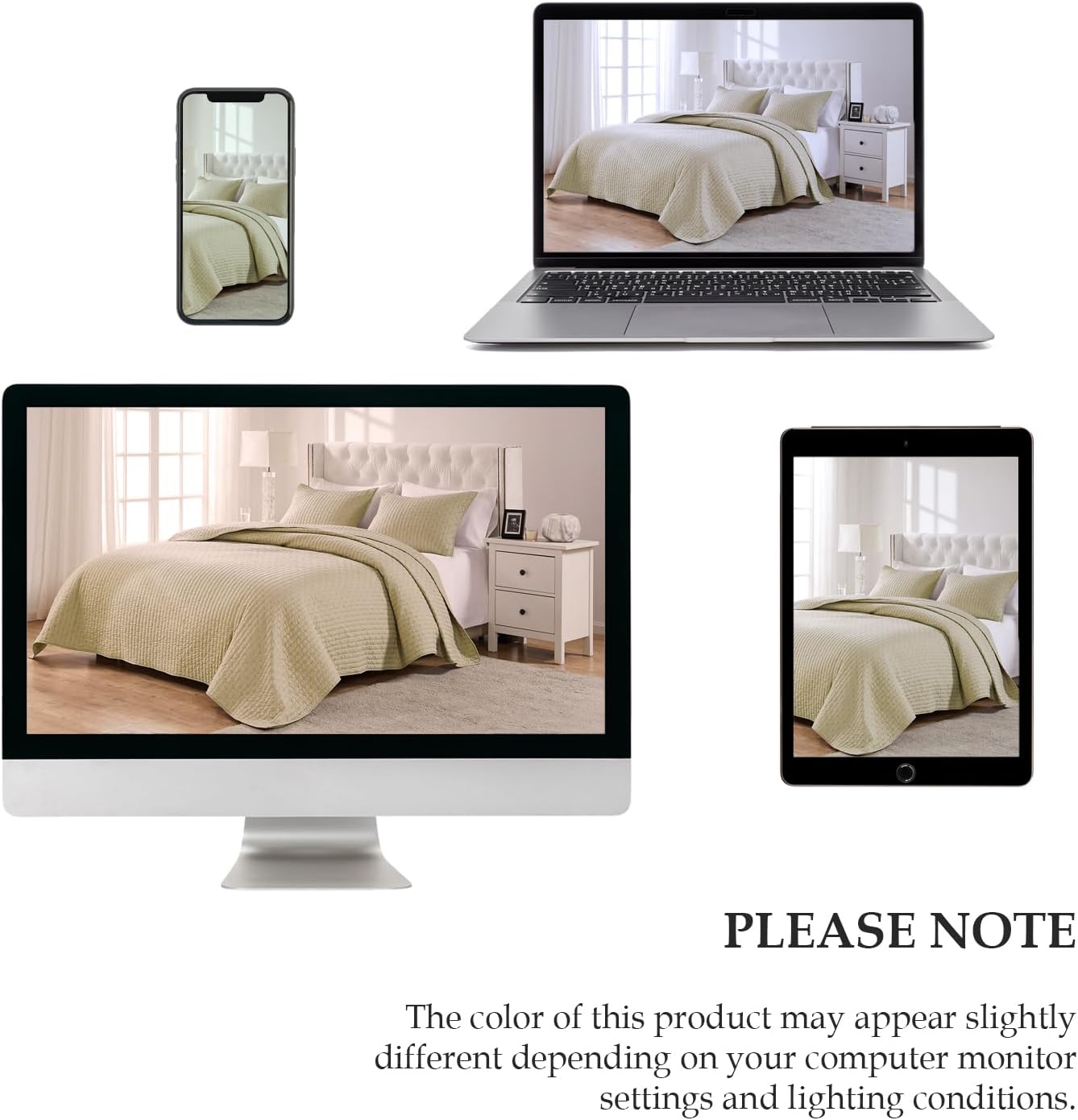 Greenland Home Antique Rose Jumbo Oversized 100% Cotton Bedding Set, Bedspread 120 W x 118 L with 2 Shams 20 W x 26 L Each, King (3 Piece), Ecru