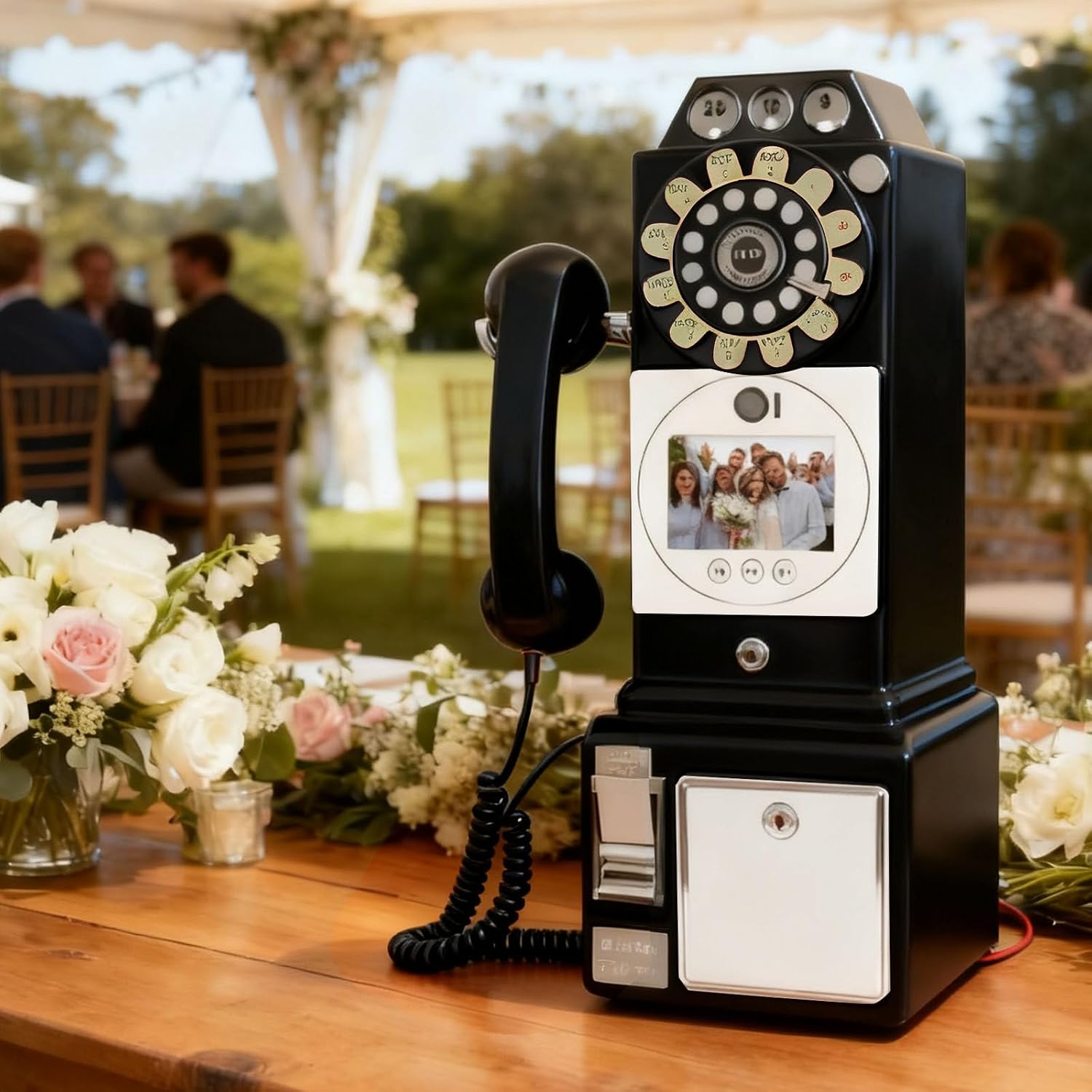 Audio Guest Book Wedding Phone, 1080P HD Customized Video Messages, 5-7 Hours of Use, Wedding Phone Guestbook, for a Variety of Memorable Party Occasions Black-64GB