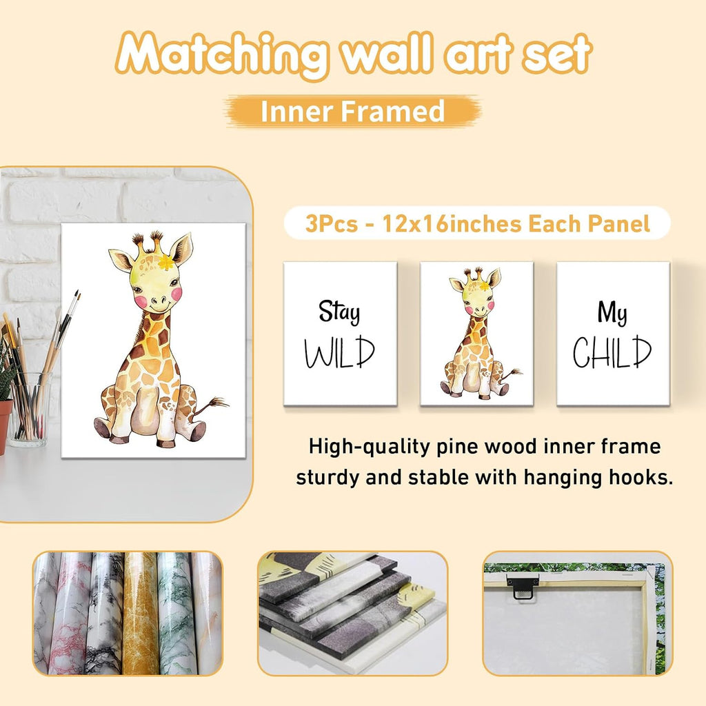 Terwex Personalized Crib Bedding Set, 5 Pcs Custom Name Nursery Bedding Sets, Giraff Infant Bedding Set for Boys Girls, Double Layer Flannel Baby Crib Set, Customized Gifts for Babies Toddlers Kids
