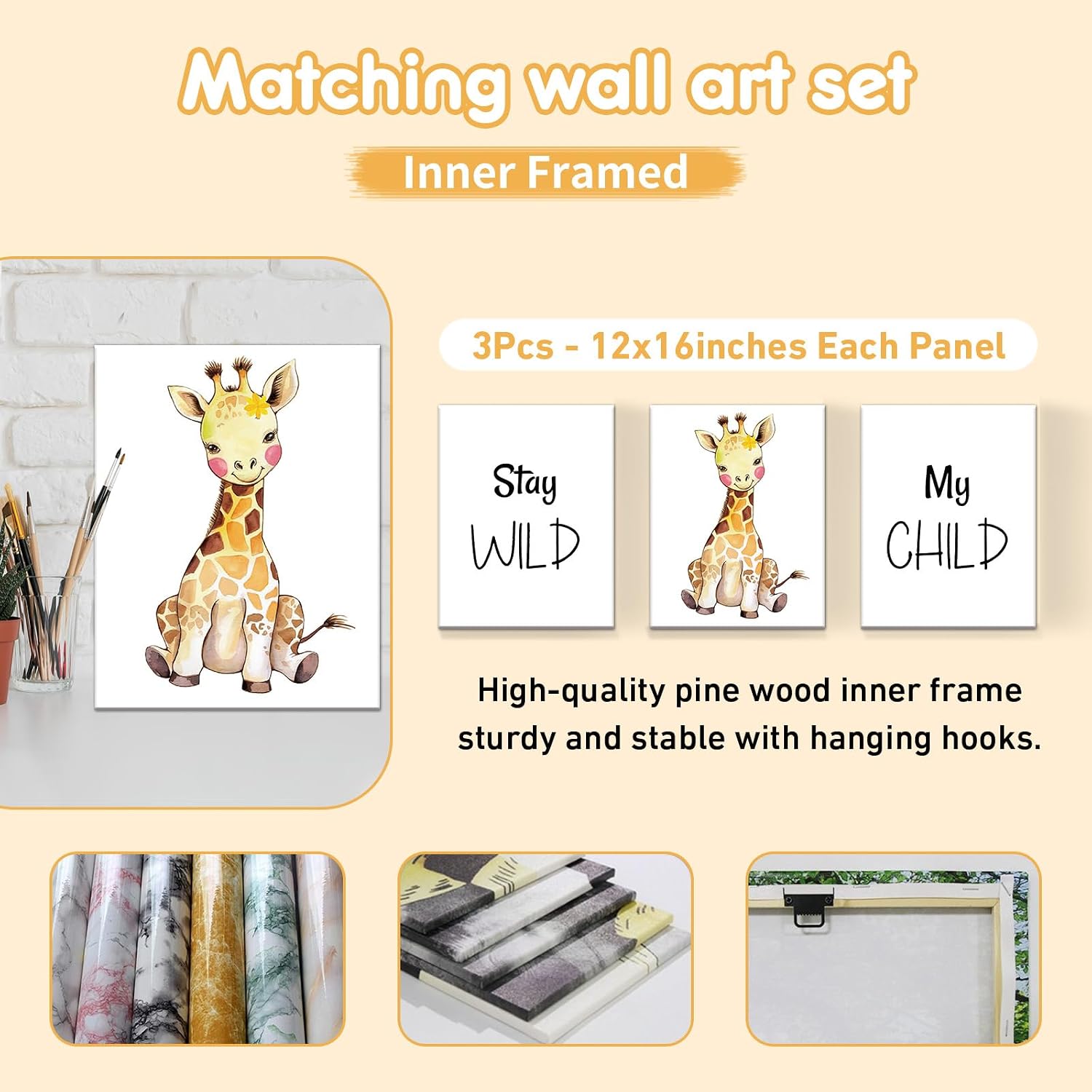 Terwex Personalized Crib Bedding Set, 5 Pcs Custom Name Nursery Bedding Sets, Giraff Infant Bedding Set for Boys Girls, Double Layer Flannel Baby Crib Set, Customized Gifts for Babies Toddlers Kids