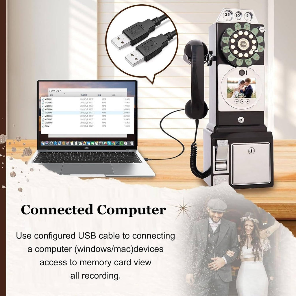 Video Audio Guest Book Wedding Phone, Video Audio Phone Guestbook, with MP4 & Audio Features, 5-7 Hours Usage, 5000mAh Battery,White