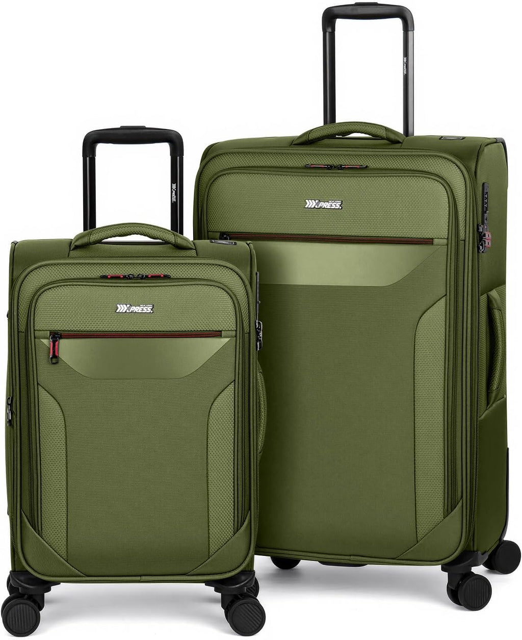 2PCS Set（22in/28in）Softside Luggage Sets w/TSA LOCK,Expandable 20% Luggage w/Spinner Wheels,Upright Spinner Softshell,Lightweight Durable Rolling Travel Luggage Set for Men/Women（Green,22in/28in）