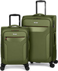 2PCS Set（22in/28in）Softside Luggage Sets w/TSA LOCK,Expandable 20% Luggage w/Spinner Wheels,Upright Spinner Softshell,Lightweight Durable Rolling Travel Luggage Set for Men/Women（Green,22in/28in）