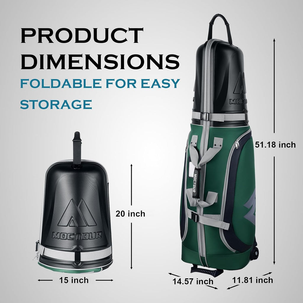 Golf Travel Bags for Airlines with Wheels & ABS Hard Case Top, Protect Your Clubs, Waterproof 1680D Oxford Fabric and Oversize Tank Wheels, Lightweight and Easy to Maneuver