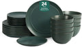 Stone Lain Infinity 24-Piece Dinnerware Set Stoneware, Plates and Bowls Set, Dishwasher and Microwave Safe, Dish Set for 8, Green