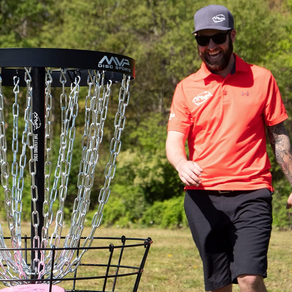 MVP Disc Sports Black Hole Pro 24-Chain Portable Disc Golf Basket with Transit Bag