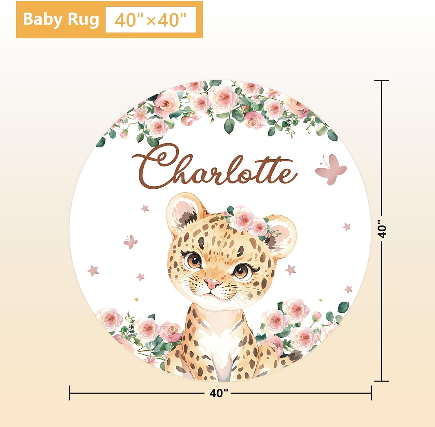 Terwex Custom Baby Crib Bedding Set, 5 Pcs Personalized Name Baby Crib Sets for Infant Toddler, Floral Leopard Nursery Bedding Set for Baby Girls, Double Layer Baby Bedding Sets Customized Gifts