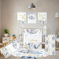 Terwex Custom Baby Crib Bedding Set, 5 Pcs Personalized Name Baby Crib Sets for Infant Toddler, Blue Elephant Nursery Bedding Set for Boy Girl, Double Layer Flannel Baby Bedding Sets Customized Gifts