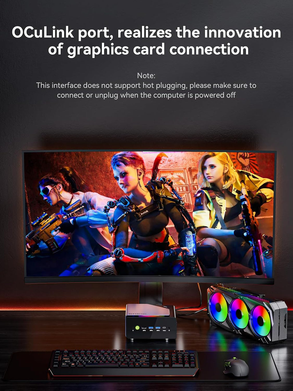 GMKtec K12 Gaming Mini PC Barebone with Ryzen 7 H 255 (Upgraded 8745HS,up to 4.9GHz), 3X M.2 2280 Storage Expansion, Oculink Port, Dual NIC 2.5G, Quad Display HDMI 2.1,DP1.4, USB4, No RAM/SSD/OS