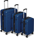 Amazon Basics 3-Piece Hardside Expandable Luggage Set (21' Carry-On, 26', 30'), Spinner Suitcases with Multi-directional Wheels, Scratch-Resistant Surface, Navy Blue