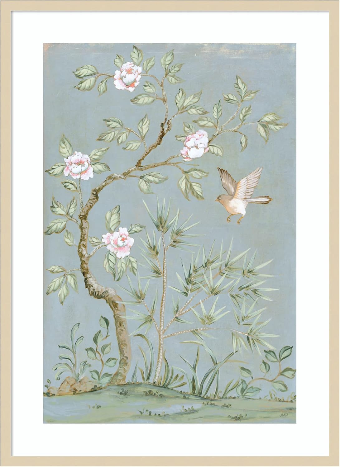 Amanti Art Framed Wall Art Print 41x30 Spring Flower Mural II Blue by Julia Purinton, Flowers Wall Art, Vintage Decor, X-Large Poster Painting Artwork for Living Room, Bedroom, Bathroom, Kitchen,