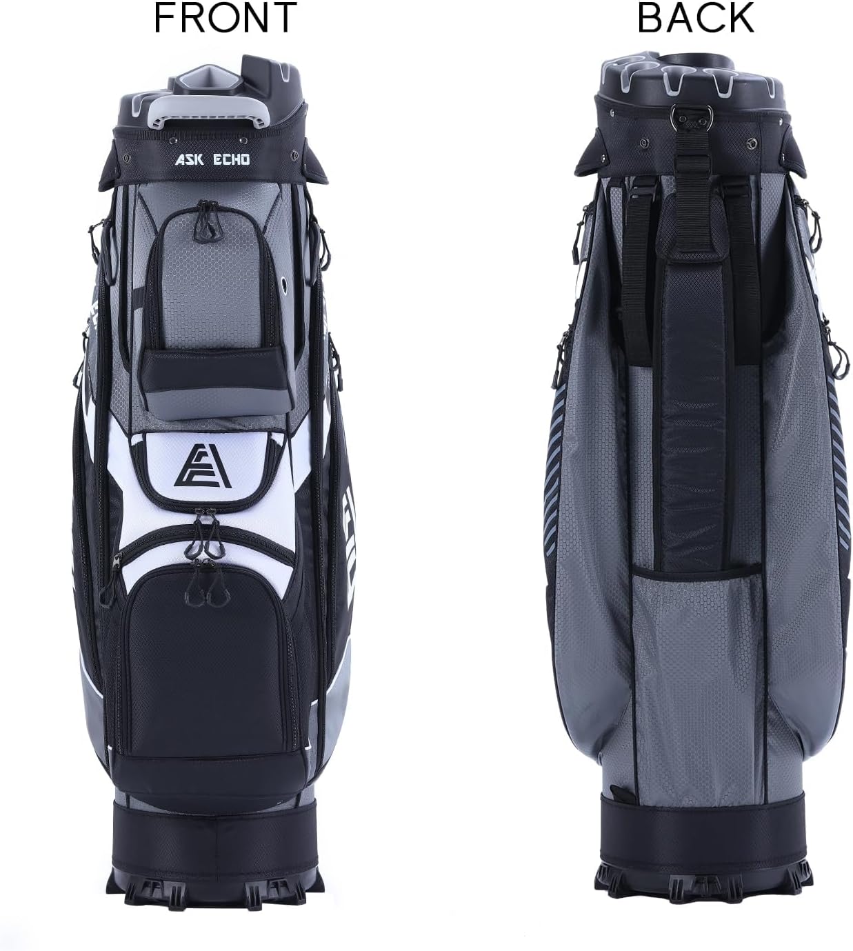 ASK ECHO T-Lock Golf Cart Bag with 14 Way Organizer Divider Top, Premium Cart Bag with Handles and Rain Cover for Men