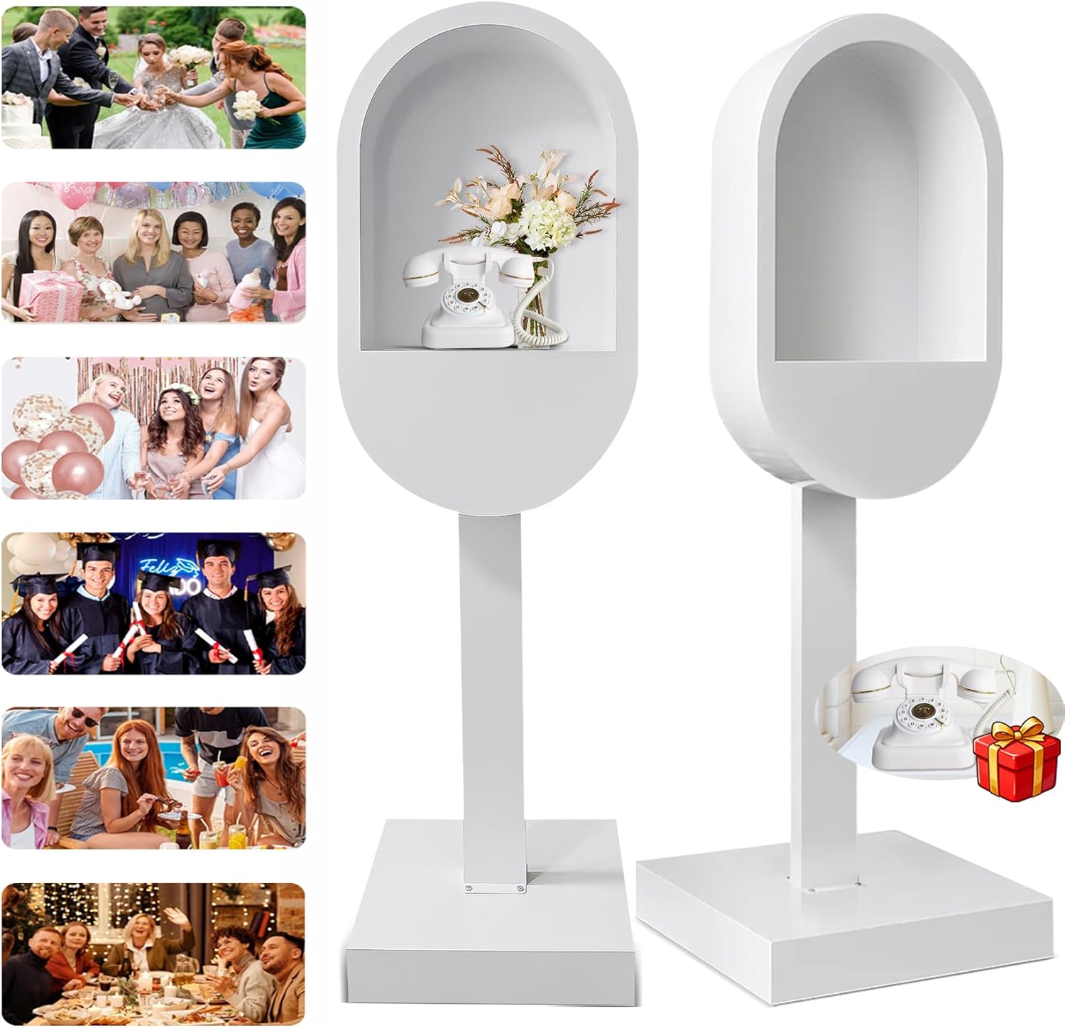 Romantic Audio Guest Book Phone Booth Audio Guestbook Telephone Stand for Wedding Birthdays Party Graduation Baby Shower Christmas Special Occasions Decoration