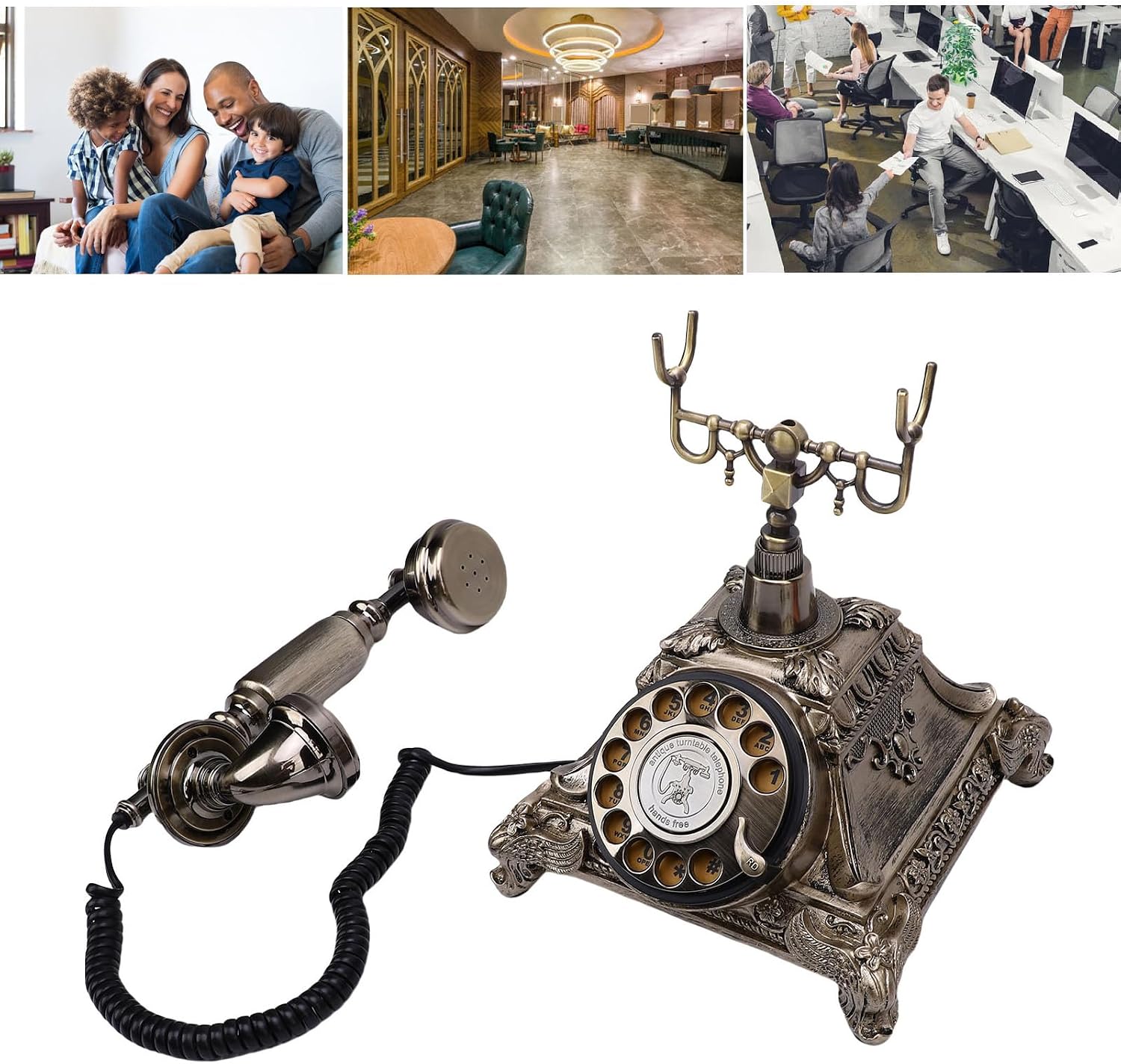 Audio Guest Book Phone, 32GB Vintage Retro Audio Recorder Wedding Guestbook Alternative Voice Messages with USB Charging for Multiple Special Occasions (Antique Brass Color)