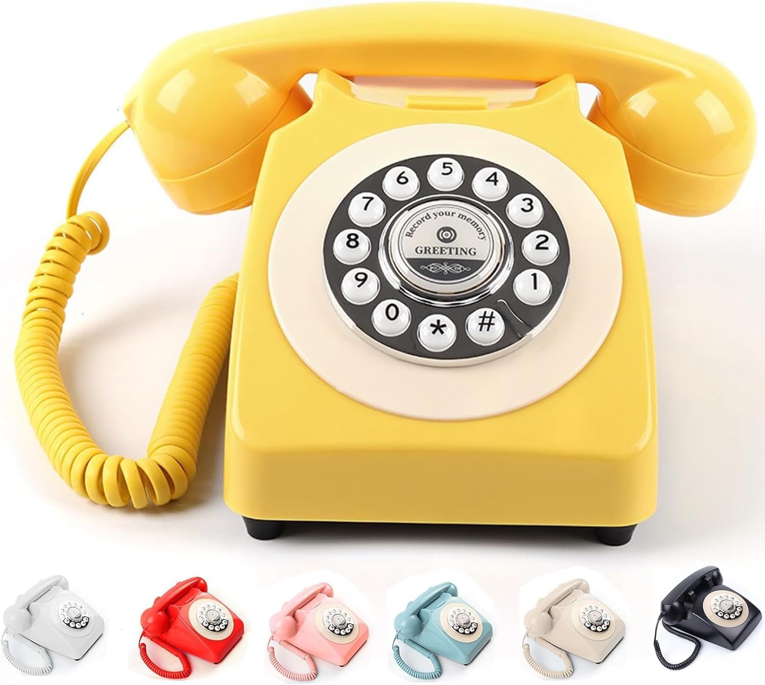 Audio Guest Book Wedding Phone with Flight Case, Record Customized Audio Message with Guest Book Retro Phone Audio GuestBook for Wedding Birthday Party Confession (Yellow)