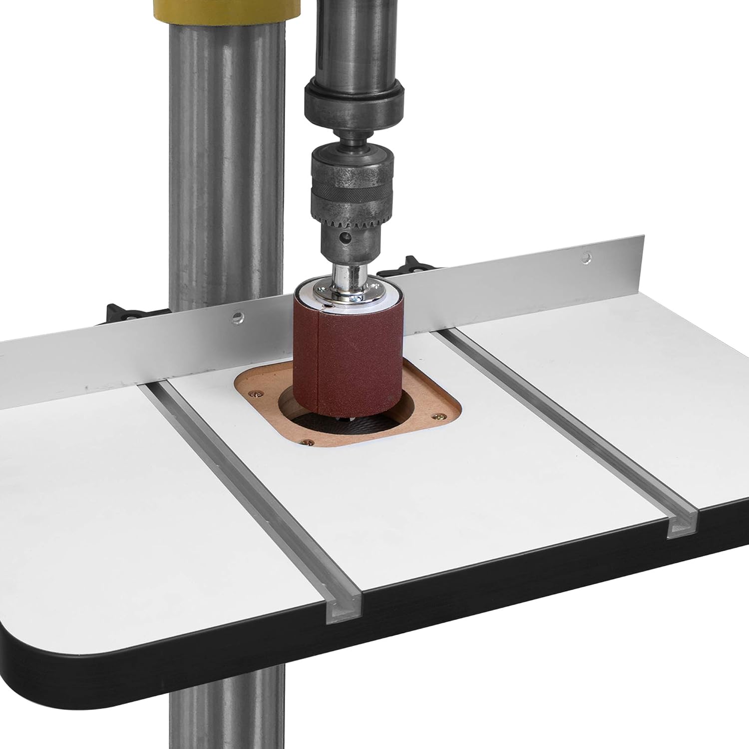 Fulton Drill Press Table 15' x 24' x 1-3/8' Thick with Aluminum L Fence, 2 Each 3/8' Hold Downs and 2 Zero Clearance Inserts