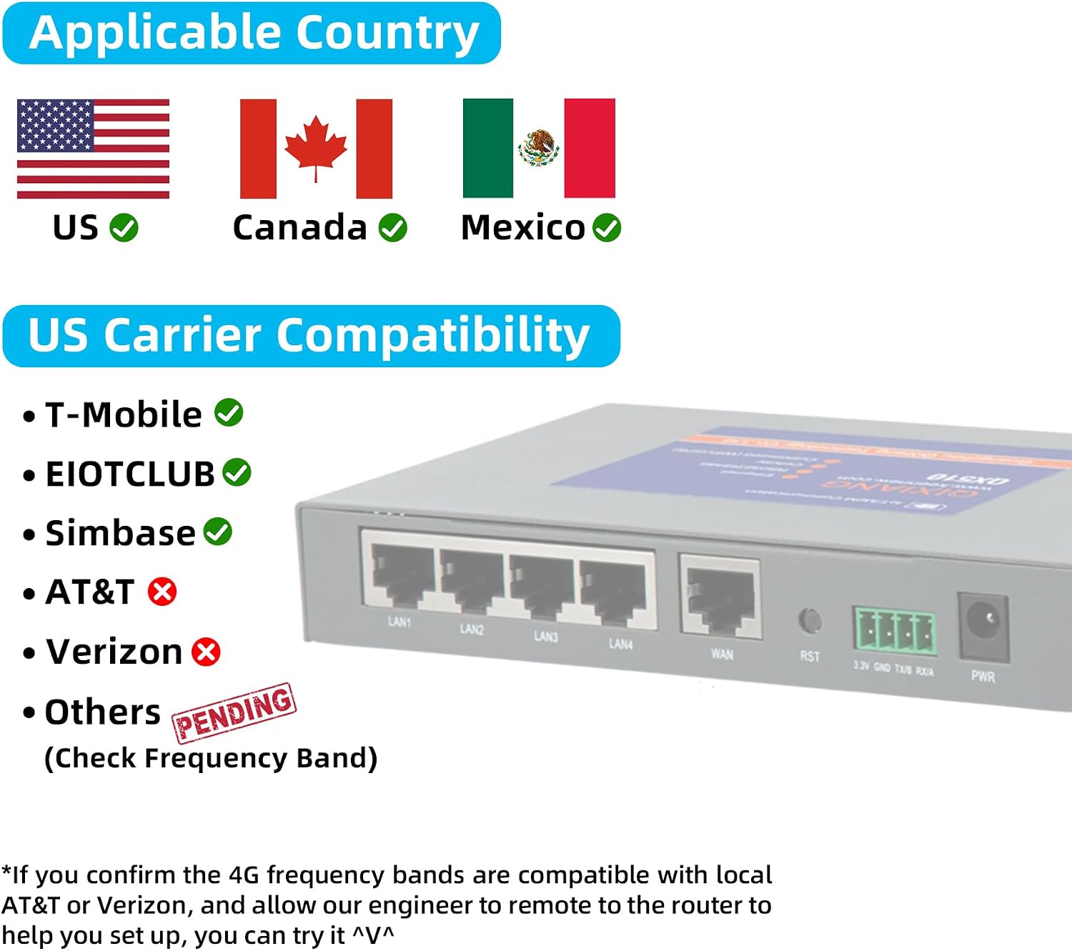 QX510-NW2 Industrial 4G LTE WiFi Router with 5 Ethernet Ports, Support T-Mobile EIOTCLUB SIM Card, Not for Verizon/ATT, Cellular VPN RS232 Modems for Cameras Manufacturing Retail POS Charging Station