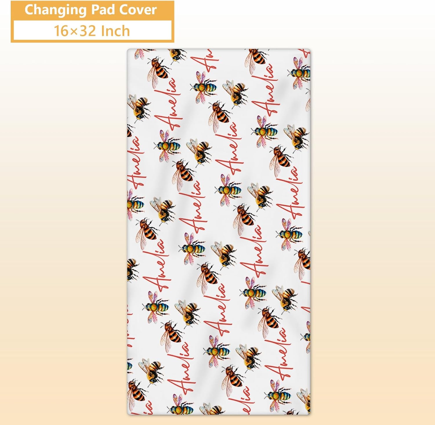 Terwex Custom Baby Crib Bedding Set, 5 Pcs Personalized Name Baby Crib Sets for Infant Toddler, Yellow Bee Nursery Bedding Set for Boy Girl, Double Layer Flannel Baby Bedding Sets Customized Gifts