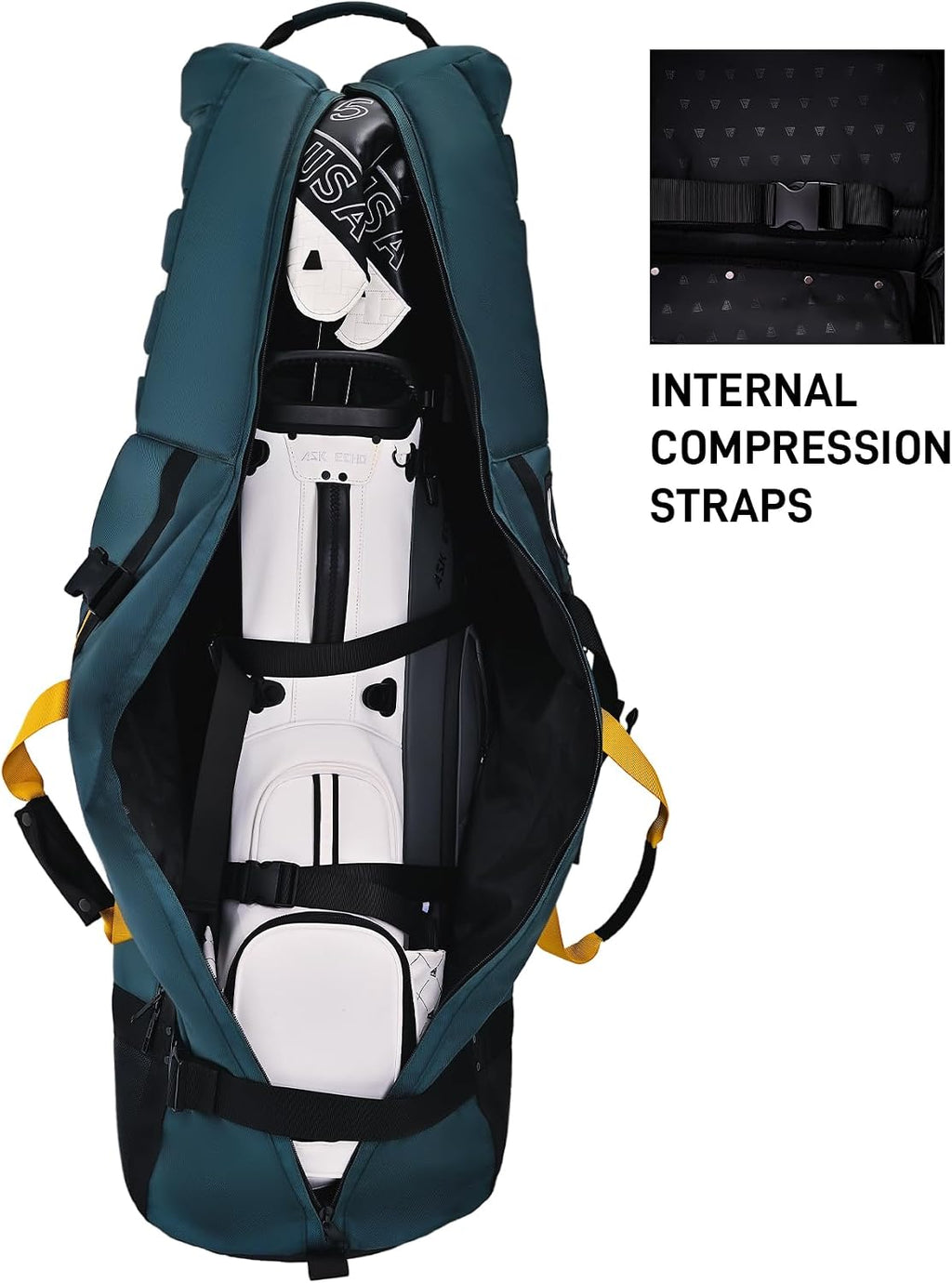 ASK ECHO Locklink StableRoller Golf Travel Bag with 4-Wheel Rolling System, Extendable Support Stand Legs