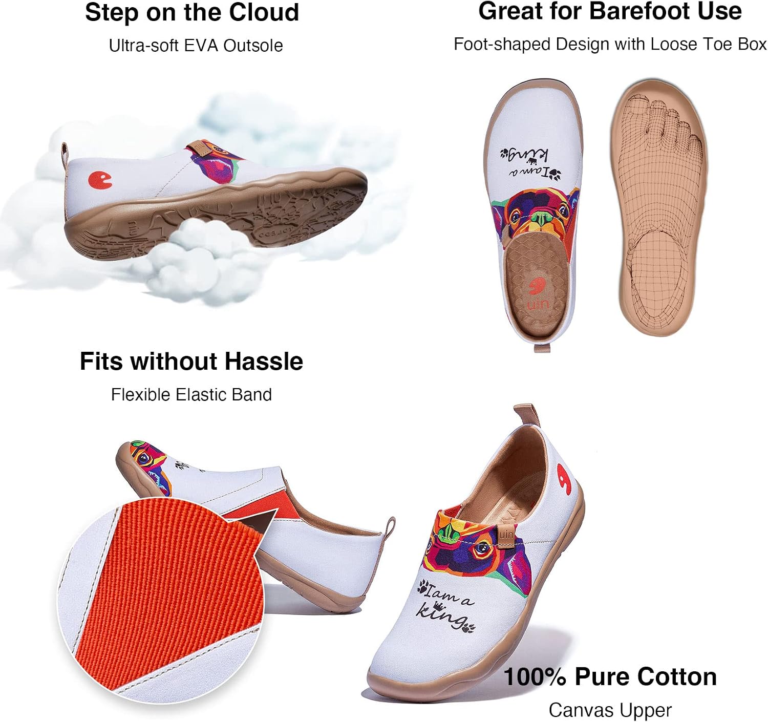 UIN Women's Casual Loafers Travel Painted Walking Slip On Lightweight Comfortable Canvas Fashion Sneakers