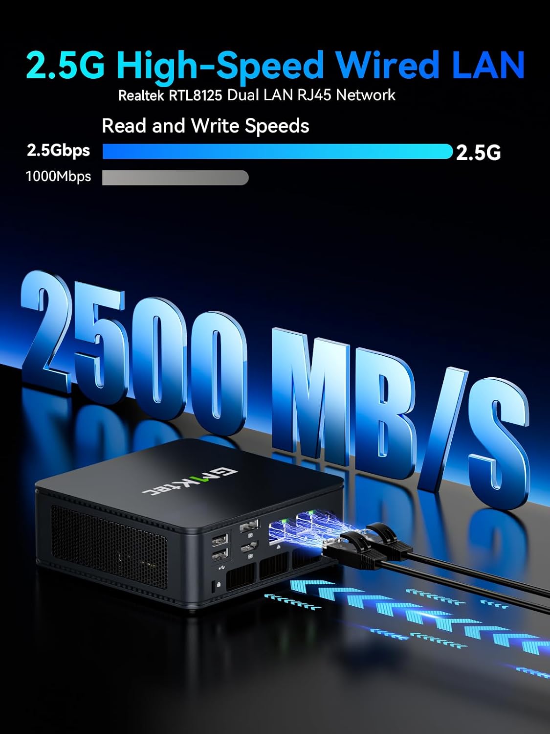 GMKtec M5 Ultra Mini Gaming PC, Ryzen 7 7730U (Upgraded 7430U/ 5825U), 16GB RAM 1TB SSD, Dual NIC LAN 2.5GbE Mini Desktop Computers, Triple 4K Display HDMI+DP+Type-C, WiFi 6E, BT 5.2