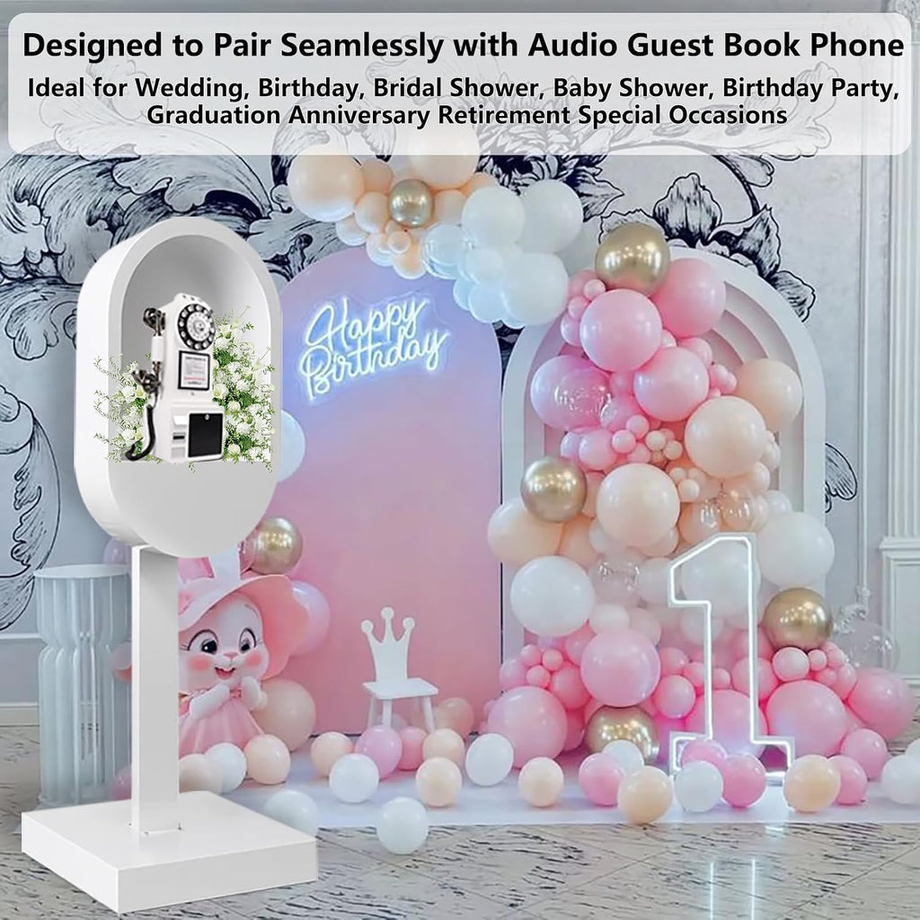 Romantic Audio Guest Book Phone Booth Audio Guestbook Telephone Stand for Wedding Birthdays Party Graduation Baby Shower Christmas Special Occasions Decoration