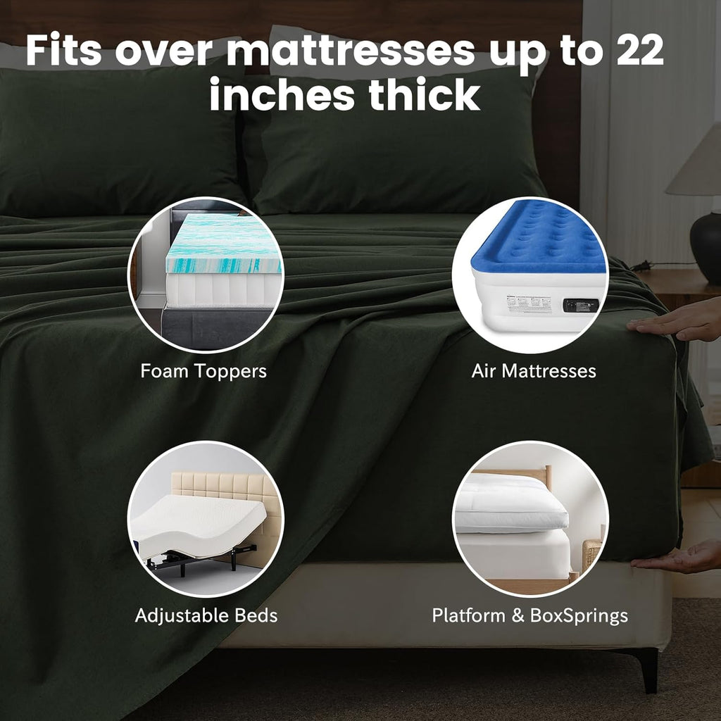 Bedlifes 100% French Linen Sheets California King Size 18-24' Extra Deep Pocket 4-Piece Set Breathable & Moisture-Wicking,Soft & Durable Sheets for Thick Mattresses(Blush Pink)