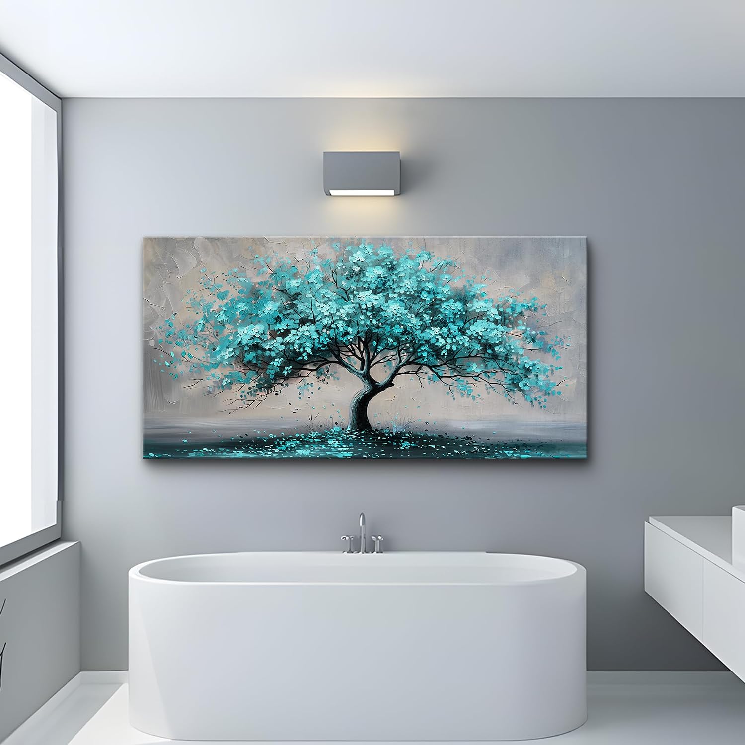 KELIYUAN Framed Wall Art For Living Room Large Wall Decor For Bedroom Modern Office Decorations Paintings Blue Green Tree Wall Pictures Artwork Room Canvas Prints Home Decor Aesthetic 30'x60'