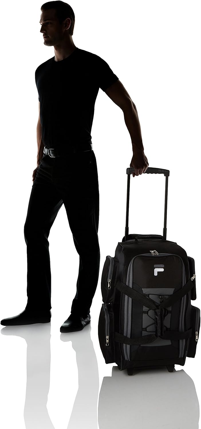 Fila 22' Lightweight Carry On Rolling Duffel Bag, Black, One Size