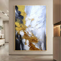 Large 3D Texture Glod Abstract Canvas Wall Art for Living Room,Framed Hand Painted Black and White Abstract Oil Painting for entrance hallway,Modern Thick Textured Wall Decorations Painting Hang for Home Office Décor 32x48inches