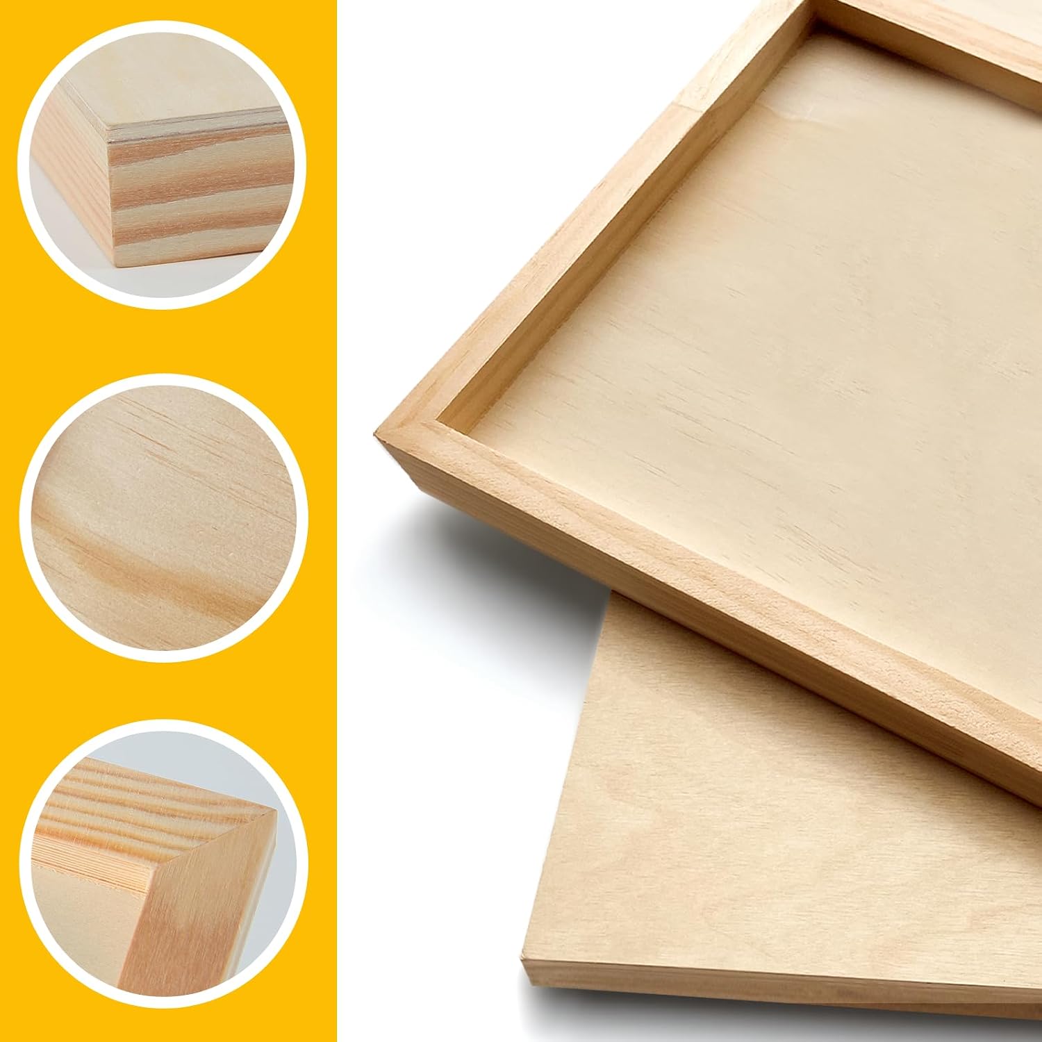Falling in Art 2 Pack Unfinished Wooden Canvas Panels, 36x36 Gallery Birch Wood Panels Kit, 1 1/2' Deep Art Cradle Boards for Acrylic Painting, Pouring and Burning