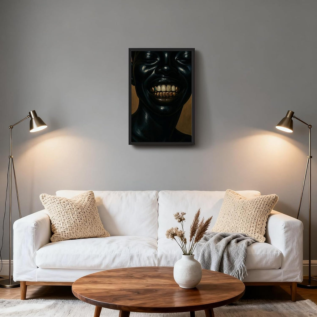 Urban Wall Art Black Man Canvas Print African Portrait Poster Painting Bold Black American Picture Modern Afrocentric Street Decor for Living Room Bedroom Studio Trendy Home 20x30inch Black Frame