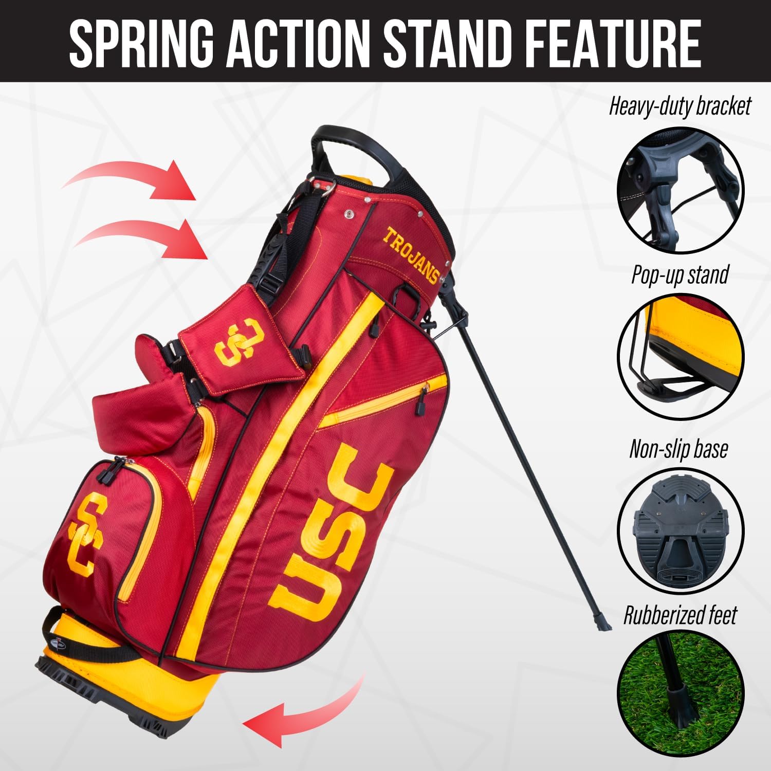 Team Golf NCAA Fairway Golf Stand Bag, Lightweight, 14-Way Top, Spring Action Stand, Insulated Cooler Pocket, Padded Strap, Umbrella Holder & Removable Rain Hood