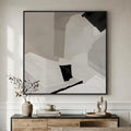 Extra Large Framed Black and White Abstract Wall Art for Living Room, Oversized Square Modern Canvas Prints Paintings, Neutral Minimalist Pictures for Hallway Dining Bedroom Office Wall Decor 40x40 In