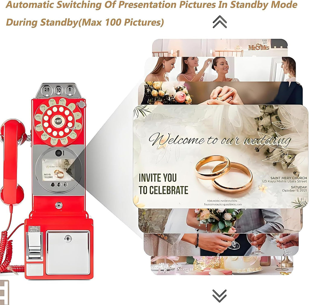 Video Audio Guest Book Phone, 1080P Video GuestBook Wedding Phone, Video Audio Guest Book with Lens Recording 52x20x27cm Black