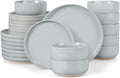 LIANYU Ceramic Dinnerware Dish Sets, Plates and Bowls Sets for 8, 24 PCS Dishware with Dinner Salad Plate and Cereal Bowls, Oven & Dishwasher Safe, Scratch Resistant, Glacier Gray