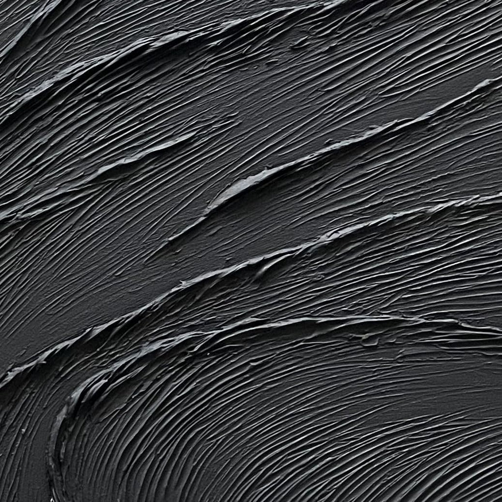 NANKAI Art Thick Texture Black Minimalist Oil Painting, 24x48 Inches, Contemporary Art, Home Office Wall Decoration