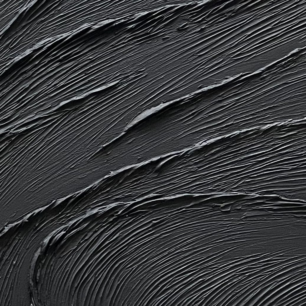 NANKAI Art Thick Texture Black Minimalist Oil Painting, 24x48 Inches, Contemporary Art, Home Office Wall Decoration