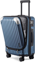 LEVEL8 Grace Carry on Luggage 22x14x9 Airline Approved, 20 Inch Hard Shell Suitcases with Spinner Wheels, Abs+Pc Hard Case Luggages with Tsa Lock for Airplane, Blue