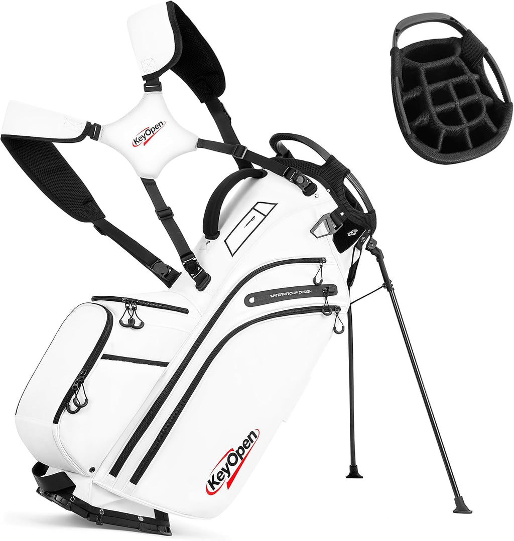 Lightweight Golf Stand Bag, 14 Way Golf Bags with Full Length Dividers for Men Women, Encrypted 900D Weather-Proof Club Carry Bag with Ergonomic Dual Strap, Cooler Pockets, 9 Pockets
