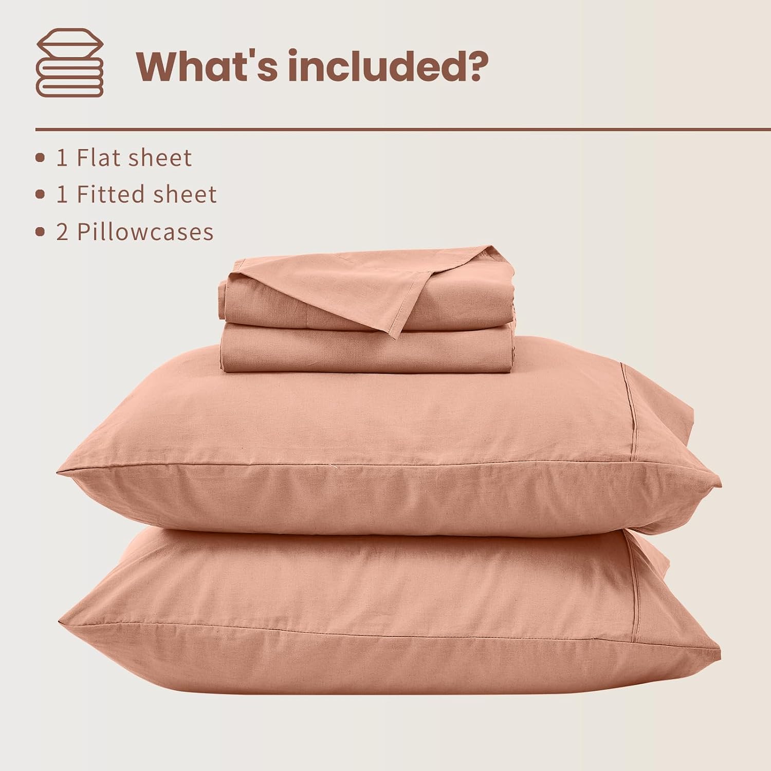 Bedlifes 100% French Linen Sheets King Size 18-24'Extra Deep Pocket 4-Piece Set Breathable & Moisture-Wicking,Soft & Durable Sheets for Thick Mattresses(Blush Pink)