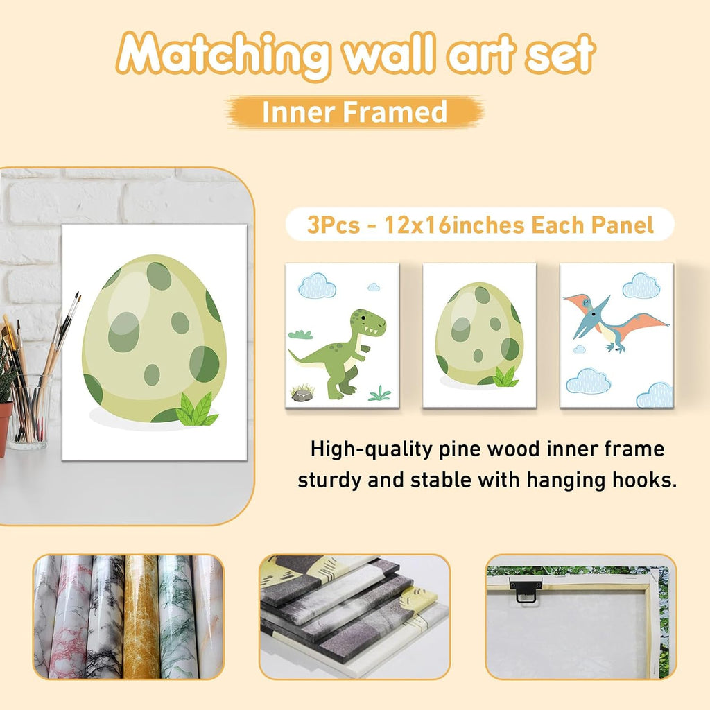 Terwex Personalized Baby Bedding Set, 5 Pcs Custom Baby Crib Sets with Name, Dino Toddler Bedding Set for Baby Boys Girls, Double Layer Flannel Nursery Bedding Set, Customized Gifts for Kids Infants