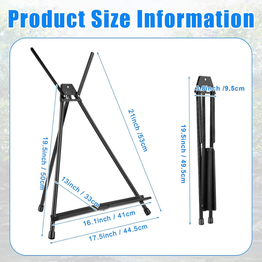 Xinnun 24 Pack Aluminum Tabletop Display Easels 15' to 21' Adjustable Portable Tripod Desktop with Extension Arm Wings and Rubber Feet Tripod Easels Stand for Canvas Pictures Paintings School (Black)