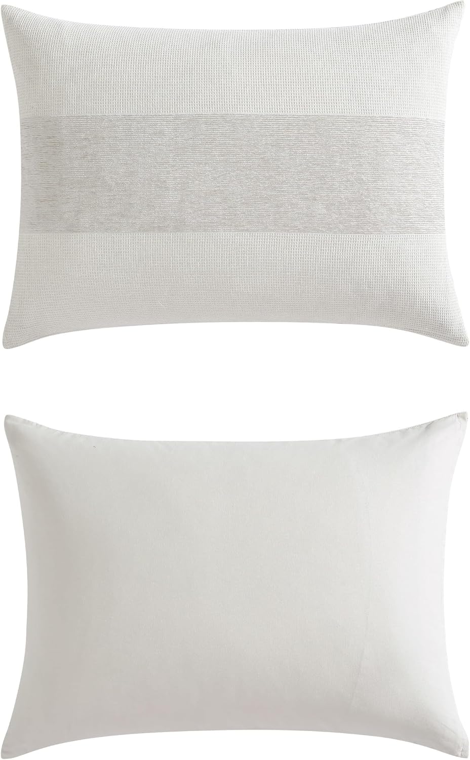 Vera Wang - Queen Comforter Set, Premium Cotton Bedding Set with Matching Shams, Chic Room Essentials, Oeko-Tex Certified (Chenille Waffle Stripe Beige, Queen)