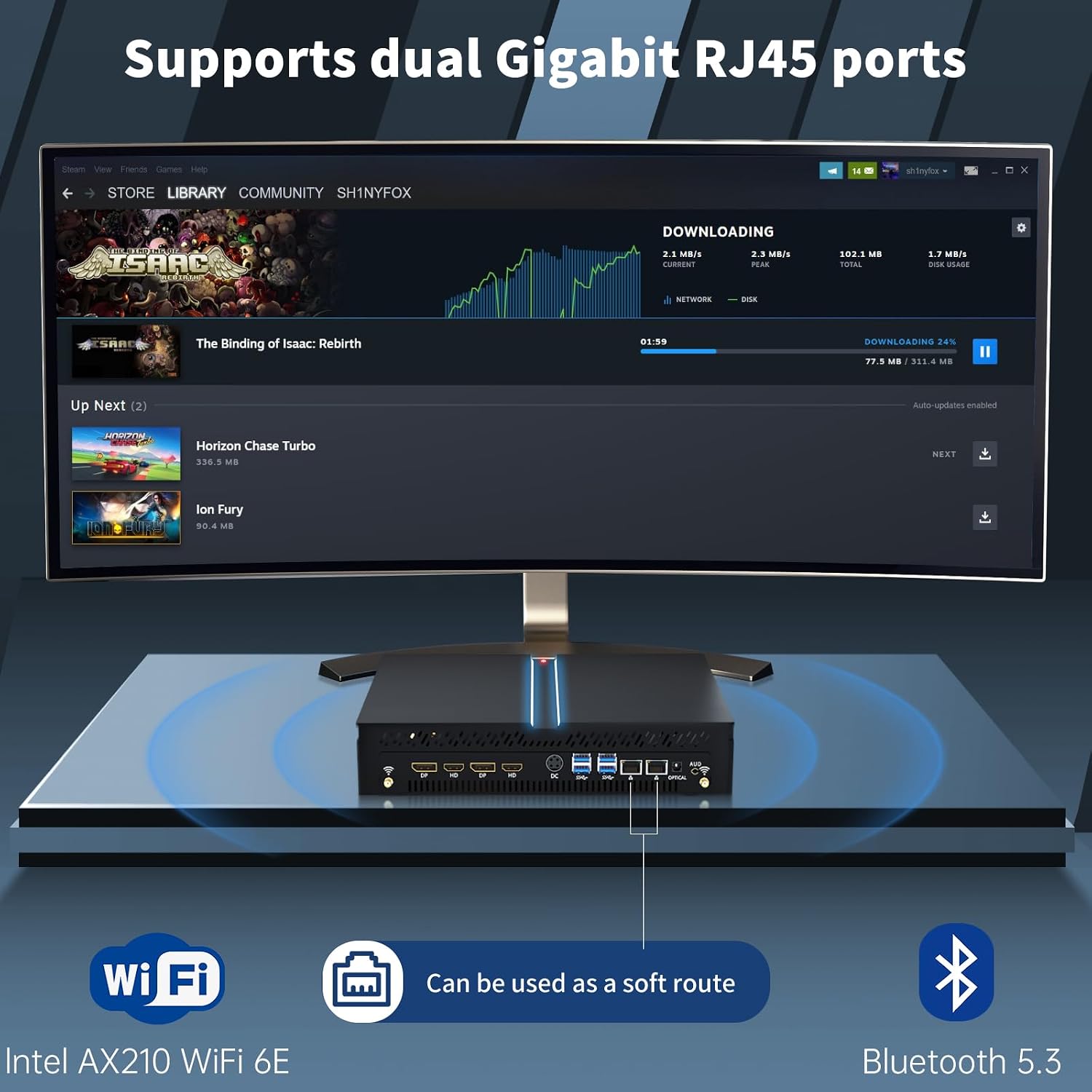 Mini Gaming PC, Small Desktop Computer Core i7-12700F 2.1-4.9GHz, Win-11 Pro, 32G DDR5| 1T M.2 PCIE4.0 SSD, GeForce RTX3060 12G, Dual LAN, Four Display, 8K Outputs, WiFi6E/BT5.3, Optical