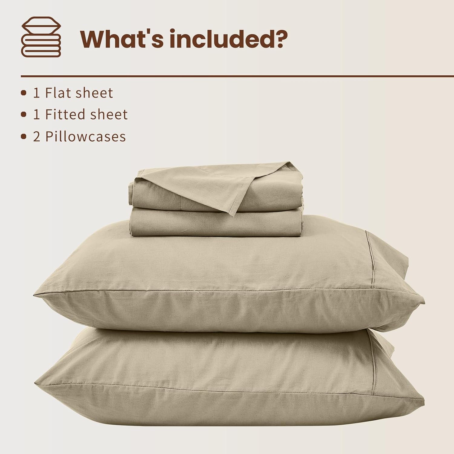Bedlifes 100% French Linen Sheets Queen Size 18-24'Extra Deep Pocket 4-Piece Set Breathable & Moisture-Wicking,Soft & Durable Sheets for Thick Mattresses(Taupe)
