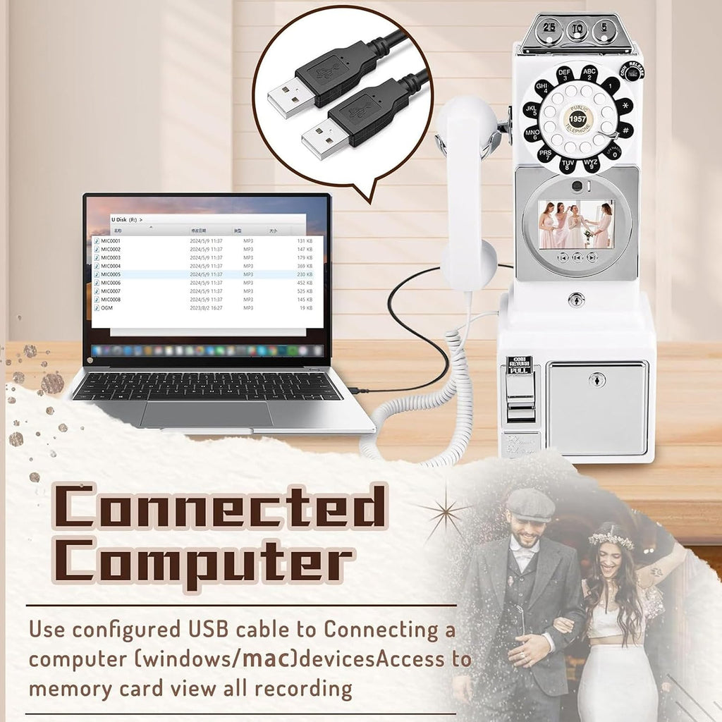 Video Audio Guest Book Wedding Phone,60h/120h/240h Recorded Video,Baby Shower Phone Guestbook,3.5' 1080p Screen,128GB